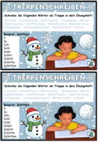 Vorschau - Aufgabenkarten - Treppenschreiben "Der Winter" Schreibtraining DaZ / DaF / Deutsch - Seite 1