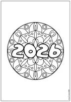 Vorschau - Mal- und Bastelvorlagen - 🎨 Mandala 2026 – Neujahr Ausmalbild | Kreativ & entspannend - Seite 1