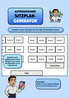 Vorschau - Lehrpläne/Lehrermaterial - autom. Sitzplan-Generator für 20/24 SuS (Numbers-Version) - Deckblatt