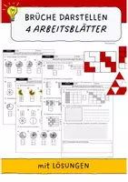 Vorschau - Arbeitsblätter - Brüche darstellen - 4 Arbeitsblätter mit Lösungen - Deckblatt