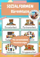 Vorschau - Präsentationen/Tafelbilder - Sozialformen Bärenklasse 🐻 | 46 Visualisierungen für den Unterricht in der Grundschule - Deckblatt