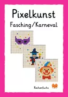 Vorschau - Mal- und Bastelvorlagen - Pixelkunst Fasching / Karneval - Pixelart, Kunstunterricht - Deckblatt