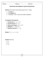 Vorschau - Arbeitsblätter - Potenzgesetze und deren Anwendung - Mathematik (9. Klasse) - Seite 1