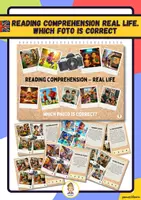 Vista previa - Hojas de trabajo - Reading comprehension REAL LIFE. Which foto is correct? - Portada