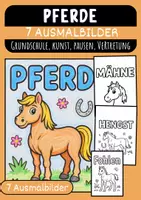 Vorschau - Mal- und Bastelvorlagen - Pferde Malvorlagen Ausmalbilder Poster kreative Pferde Grundschule - Deckblatt