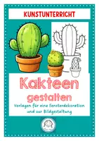 Vorschau - Mal- und Bastelvorlagen - Fensterdekoration. Kakteen. Kaktus gestalten - Deckblatt