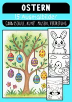 Vorschau - Mal- und Bastelvorlagen - Kunst Ostern Grundschule Kunst 15 Ausmalbilder Klasse 1 bis 4 Grundschule - Deckblatt