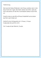 Vorschau - Arbeitsblätter - Ein-Wort-Laufdikat, Tischdiktat, Schulsachen, DAZ - Seite 1