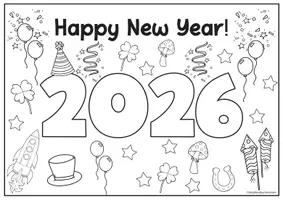 Vorschau - Mal- und Bastelvorlagen - New Year's Resolutions / Neujahrsvorsätze Steckbrief 2026 (Englisch) - Seite 1