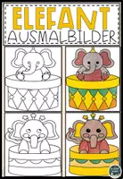 Vorschau - Mal- und Bastelvorlagen - Elefant Freunde – Süße Ausmalbilder - Deckblatt