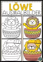 Vorschau - Mal- und Bastelvorlagen - Löwen Malbuch – Kreatives Ausmalbilder - Deckblatt