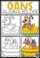 Vorschau - Mal- und Bastelvorlagen - Gans Kreatives Ausmalbilder für Kinder - Deckblatt