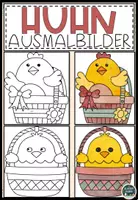 Vorschau - Mal- und Bastelvorlagen - Huhn Ausmalbilder – Kreative Malvorlagen für Kinder - Deckblatt