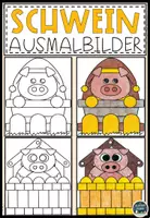 Vorschau - Mal- und Bastelvorlagen - Schweinchen Ausmalbilder – Kreativer Malspaß - Deckblatt