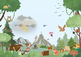 Vorschau - Fördermaterial/Inklusion - Lesen und legen Wald Wimmelbild (Leseübung) - Seite 1