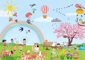 Vorschau - Fördermaterial/Inklusion - Lesen und legen Frühling Wimmelbild (Leseübung) - Seite 1