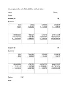 Vorschau - Test - Leistungskontrolle schriftliche Addition/Subtraktion - Deckblatt