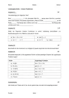Vorschau - Arbeitsblätter - Leistungskontrolle Lineare Funktionen Mathematik Klasse 8 - Deckblatt