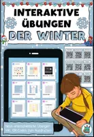 Vorschau - Aufgabenkarten - Interaktive Übungen "Der Winter" DaZ / DaF / Deutsch - Deckblatt