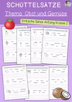 Vorschau - Arbeitsblätter - Einfache Schüttelsätze, Thema Obst und Gemüse, Klasse 2 - Deckblatt