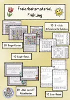 Vorschau - Spiele - Freiarbeitsmaterial Frühling - Logik-Rätsel, Bingo, Leserätselkarten #umsonnstag - Deckblatt