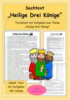Vorschau - Stundenentwürfe - Sachtext "Heilige Drei Könige" - Textarbeit - Leseverstehen - Deckblatt