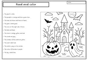 Vorschau - Arbeitsblätter - Read and Color Halloween - Seite 1