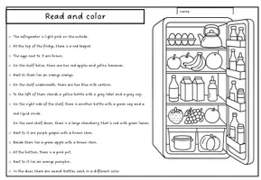 Vorschau - Arbeitsblätter - Read and Color refrigerator - Seite 1