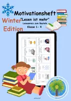 Vorschau - Mal- und Bastelvorlagen - Motivationsheft Lesen | Leseanreiz zum Basteln | Leseförderung 1 - 4 Klasse | Lesen im Winter ❄️📖 | Motivation Lesen - Deckblatt