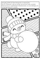 Vorschau - Arbeitsblätter - Ausmalbilder Schneemann Pop Art Winter | differenziert und sofort einsetzbar - Seite 2