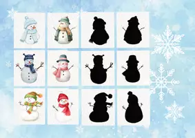 Vorschau - Arbeitsblätter - Schneemann Schattensuchspiel / Silhouette - Deckblatt