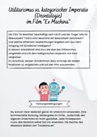 Vorschau - Arbeitsblätter - Utilitarismus vs. kategorischer Imperativ im Film "ExMachina" - Deckblatt
