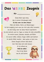 Vorschau - Anderer Materialtyp - Das wahre Zeugnis Faultier / Faultierklasse - Seite 1