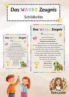 Vorschau - Anderer Materialtyp - Das wahre Zeugnis Schildkröte / Schildkrötenklasse - Deckblatt