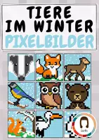Vorschau - Mal- und Bastelvorlagen - Pixelbilder: Pixel-Art und Informatik Tiere im Winter - Deckblatt
