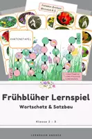 Vorschau - Stationenlernen - Frühblüher-Brettspiel: Wortschatz & Satzbau üben | Deutsch Lernspiel - Deckblatt