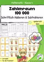 Vorschau - Stationenlernen - Schriftliches Addieren und Subtrahieren im Zahlenraum 100 000 – Bingo-Lernspiel - Deckblatt