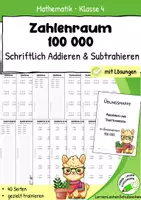 Vorschau - Arbeitsblätter - Schriftliches Addieren und Subtrahieren im Zahlenraum 100 000 – Arbeitsblätter, Übung & Training mit Lösungen - Deckblatt