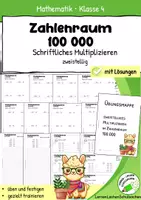 Vorschau - Arbeitsblätter - Schriftliches Multiplizieren im Zahlenraum 100 000 – zweistelliger Faktor, Übungsmappe & Arbeitsblätter mit Lösungen - Deckblatt