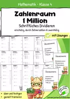 Vorschau - Arbeitsblätter - Schriftliches Dividieren im Zahlenraum 1 Million – Arbeitsblätter, Übungsmappe & Lösungen - Deckblatt