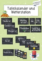 Vorschau - Präsentationen/Tafelbilder - Dauerkalender inkl. Wetterstation - Kreideoptik mit Chalkys - Deckblatt