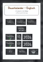 Vorschau - Präsentationen/Tafelbilder - Dauerkalender Englisch- in Kreidoptik mit Chalkys - Deckblatt