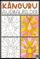 Vorschau - Mal- und Bastelvorlagen - Tierische Känguru, Koalas Pop-Art Ausmalbilder Materialpaket - Seite 1
