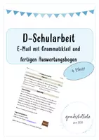 Vorschau - Test - Schularbeit Deutsch E-Mail und Grammatikteil - Deckblatt