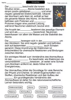 Vorschau - Arbeitsblätter - Atomaufbau | Lückentext | Physik | Aufbau & Grundlagen - Seite 1