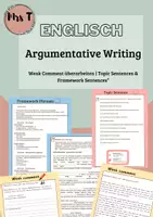 Vorschau - Unterrichtsreihen - Argumentative/Comment Writing - Topic Sentences/Framework Sentences/Comment verbessern - Aufsatztraining - Deckblatt