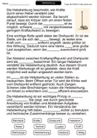 Vorschau - Arbeitsblätter - Hebelwirkung | Lückentext | Physik | Mechanik - Seite 1