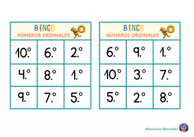 Vista previa - Juegos / Gamificación - BINGO NÚMEROS ORDINALES - página 2