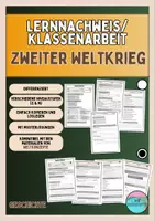 Vorschau - Klassenarbeiten - Zweiter Weltkrieg - Lernnachweis - Klassenabeit - Deckblatt