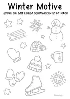 Vorschau - Arbeitsblätter - Pop Art Winter Schrift zum Weiter & Ausmalen - Kunst im Winter - Seite 1